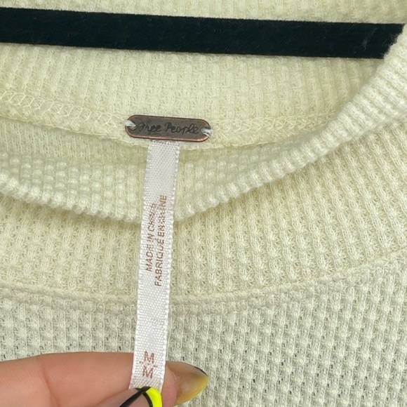 Free People Cream and Brown Long Sleeve Top - Picture 7 of 13